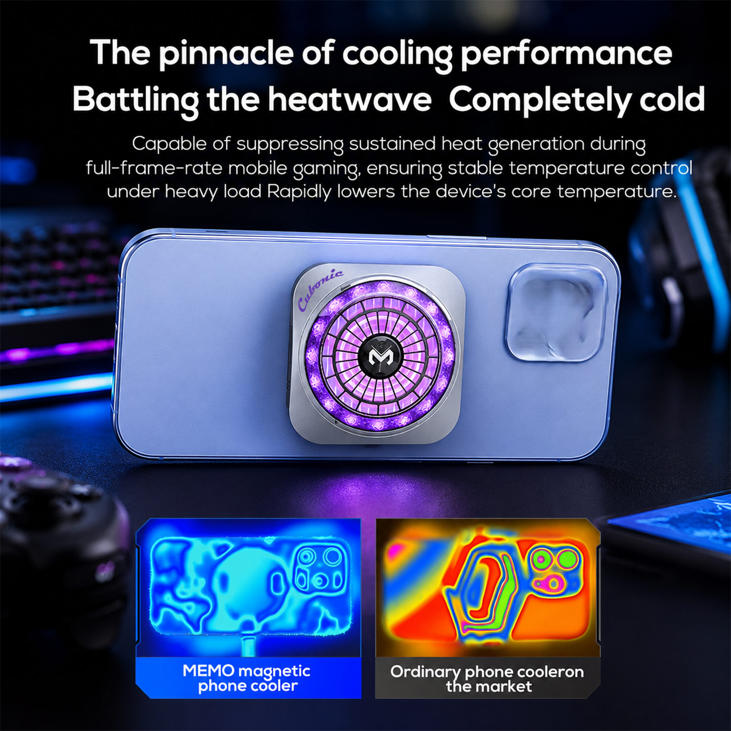 Cubonic CX21 Lumnyx 18W Mobile Cooler for Gaming|Diamond RGB Lighting |Magnetic & Clip-On Design | Ultra Quiet Fan