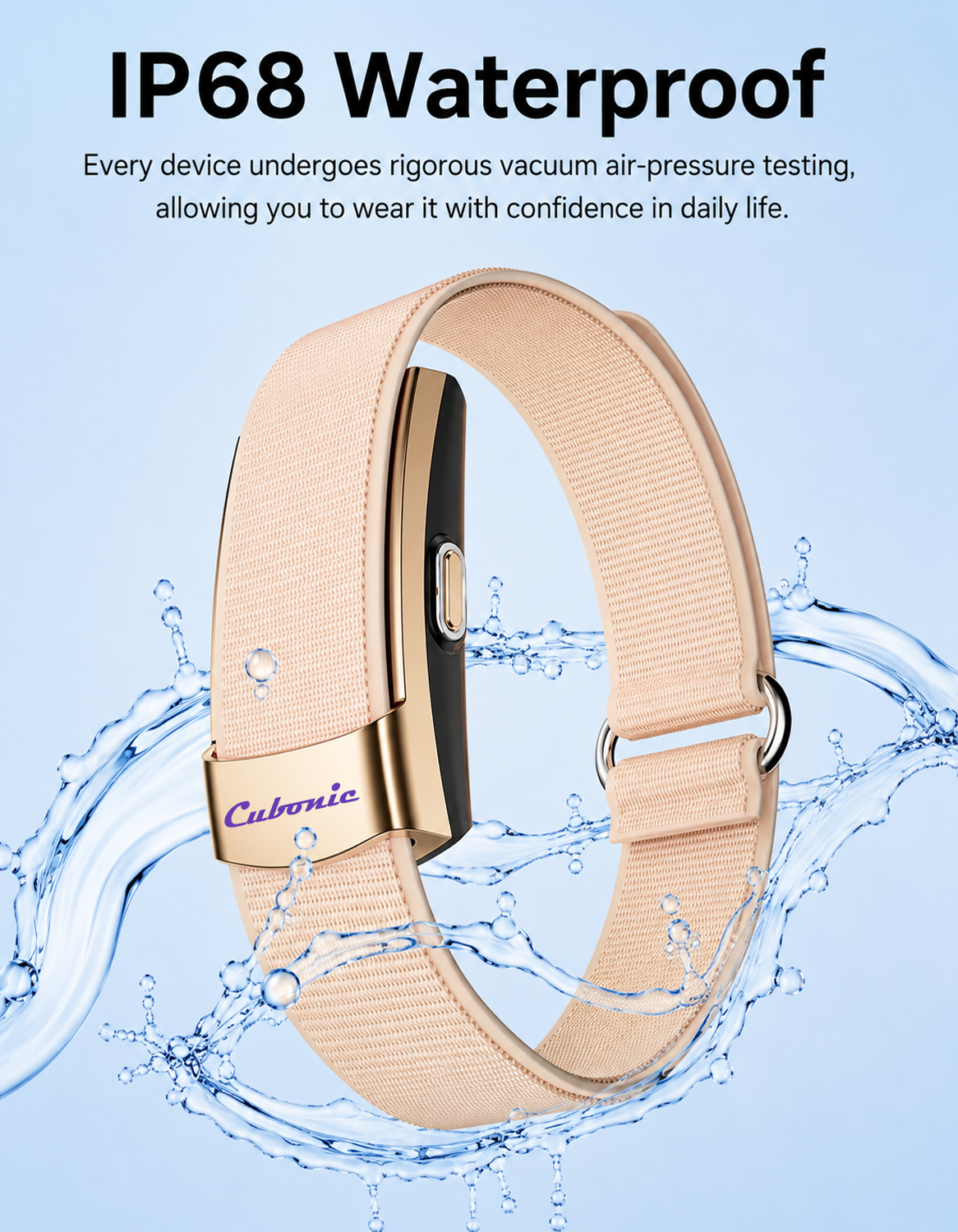Cubonic Vytal Glory- Screenless Smart Fitness Band | 178+ Sports Modes, IP68 Waterproof, 25-Day Battery Backup, Sleep & Monitoring Activity,App Controlled Android & iOS