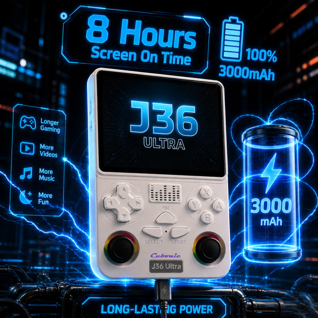 Cubonic Xplore J36 Ultra Handheld Gaming Console YouTube Support 3.5"Display,Dual RGB Joystick 3000mAh Battery, WiFi & Bluetooth,Online Multiplayer