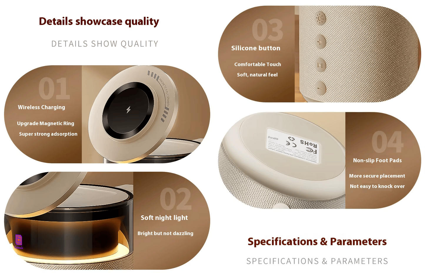 Cubonic HT554 3-in-1 Qi2 Certified Wireless Charger with 15W Fast Charging, Bluetooth Speaker, Auto-Rotation & Foldable Stand – Compatible with iOS & Android