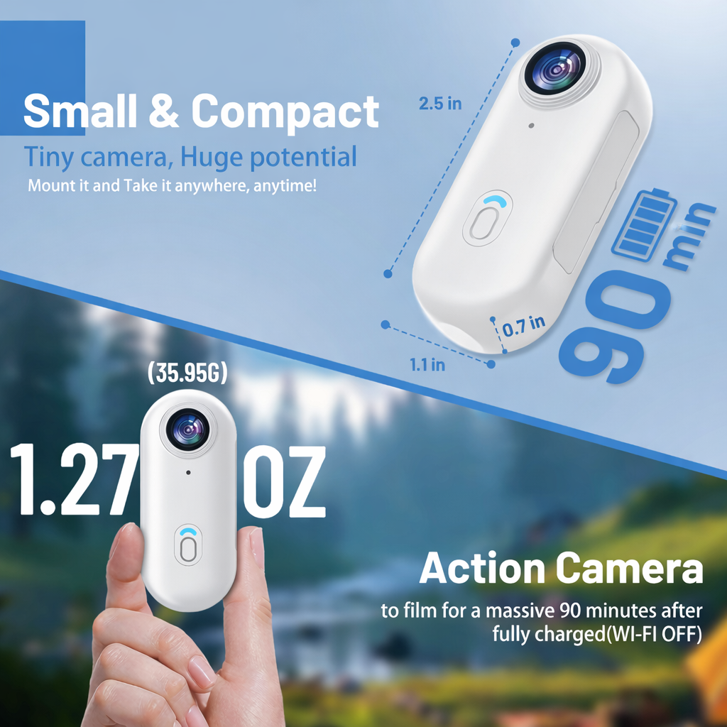 Cubonic Microx 4K Thumb Size Body Camera for Sports & Action|Wifi|App Control|800mah Battery|Upto90min backup|Magnetic Attachment for Indoor/Outdoor