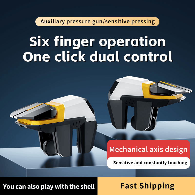 Cubonic DY11 6-Finger Mobile Gaming Trigger | Linkage Aim & Shoot Controller | Sensitive Response | Universal Smartphone Accessory for BGMI/Free Fire/PUBG