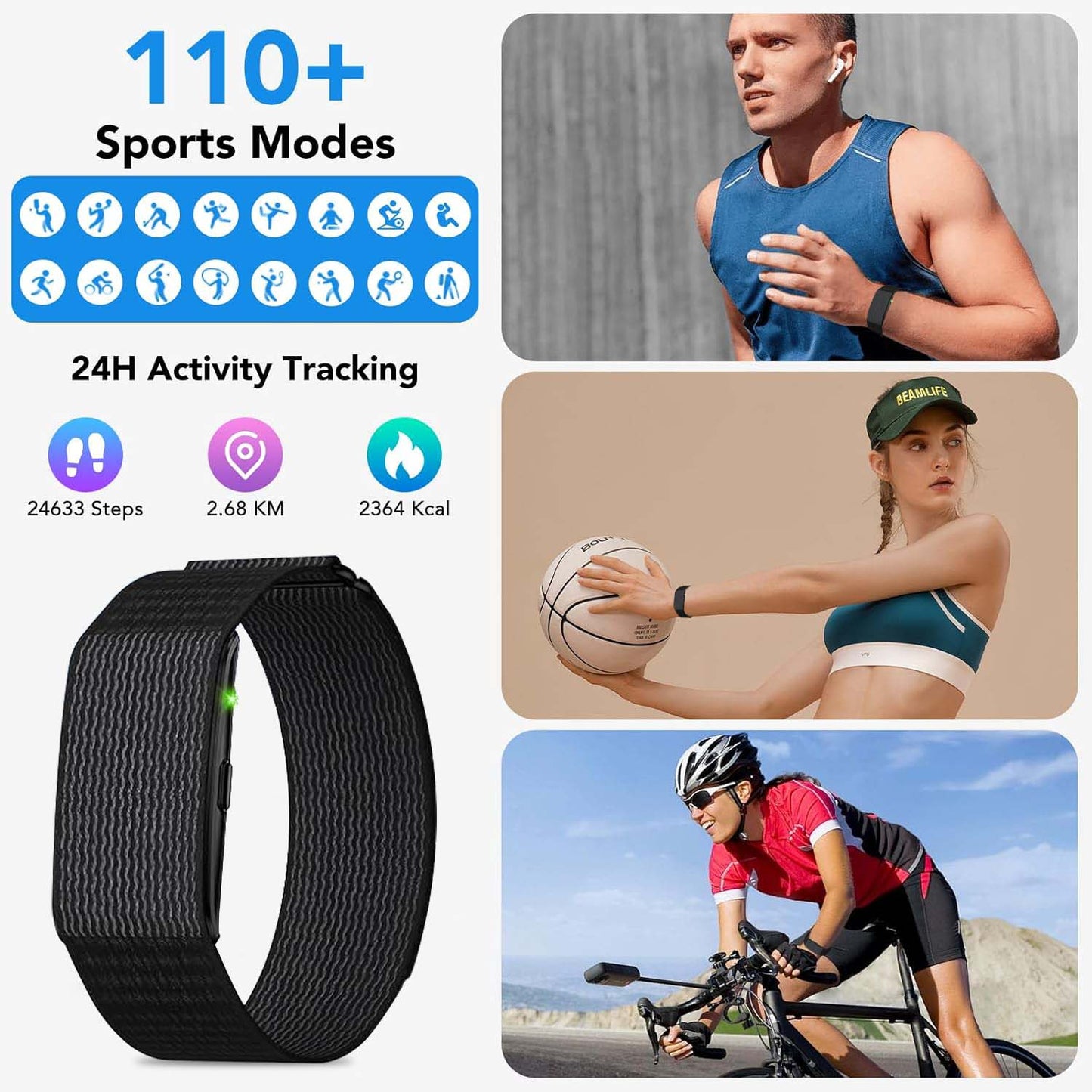 Cubonic Vytal-Track What Matters Latest Screenless Fitness Tracker Band, Activity & Sleep Tracking Wearable with App Sync, Waterproof Fitness Band Upto 47-Day Battery Life No Subscription