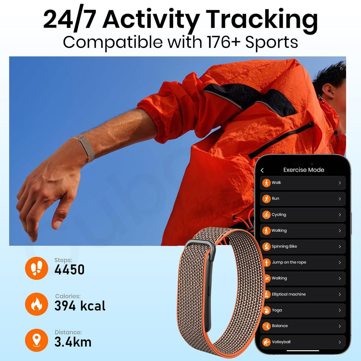 Cubonic Vytal Drift Smart Fitness Band-Screenless Smart Fitness Band | 176+ Sports Modes, 1ATM Waterproof, 10-15 Day Battery Backup,Couple Sharing Features, Sleep & Monitoring Activity,App Controlled Android & iOS