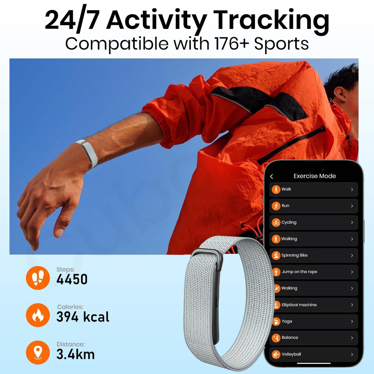 Cubonic Vytal Drift Smart Fitness Band-Screenless Smart Fitness Band | 176+ Sports Modes, 1ATM Waterproof, 10-15 Day Battery Backup,Couple Sharing Features, Sleep & Monitoring Activity,App Controlled Android & iOS