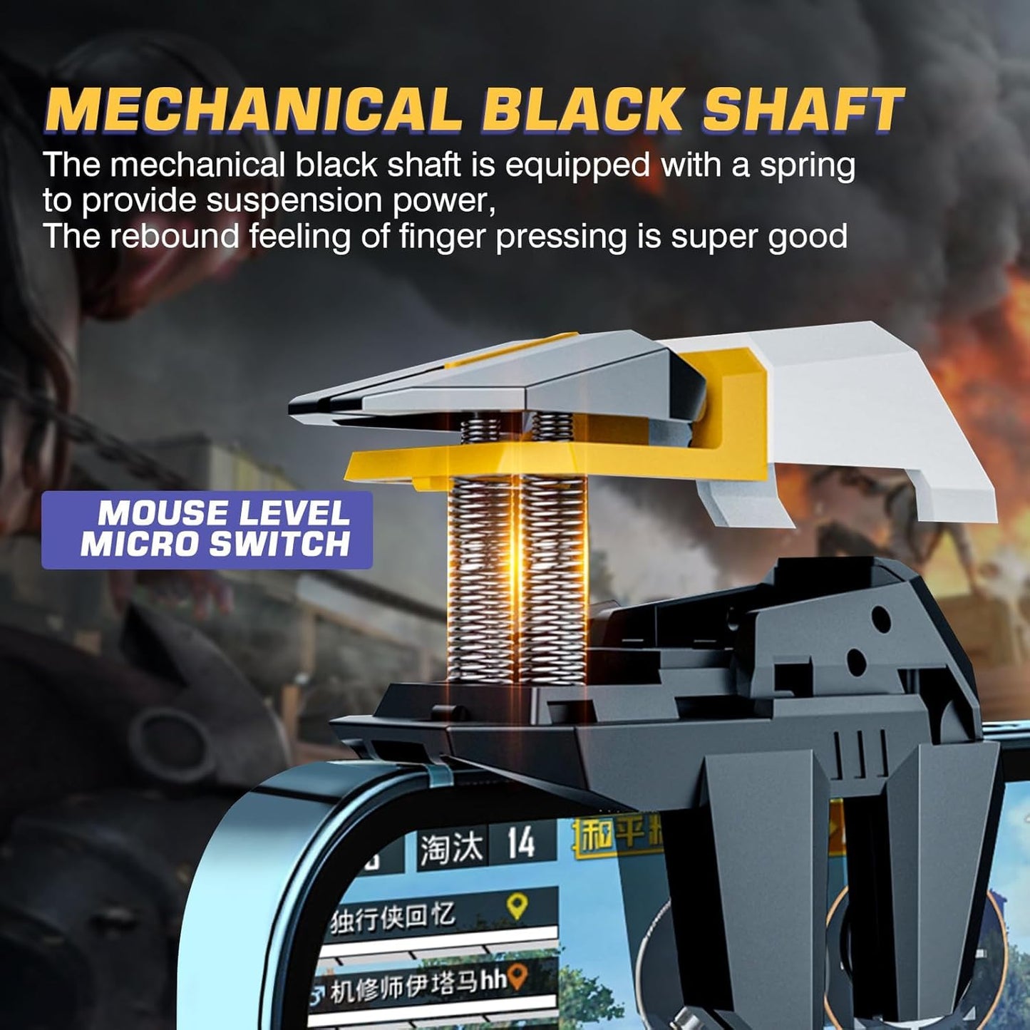 Cubonic DY11 6-Finger Mobile Gaming Trigger | Linkage Aim & Shoot Controller | Sensitive Response | Universal Smartphone Accessory for BGMI/Free Fire/PUBG