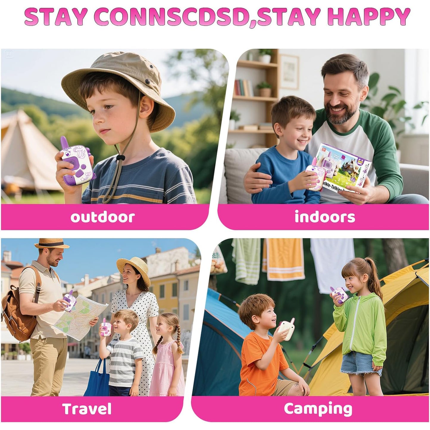 Cubonic Theme Walkie Talkie for Kids Age 3-5,2 Pc Intercom Outdoor Indoor Toys with 1000ft Range,Christmas Birthday Gifts for 4 5 6 7 8 Year Old Boys Girls