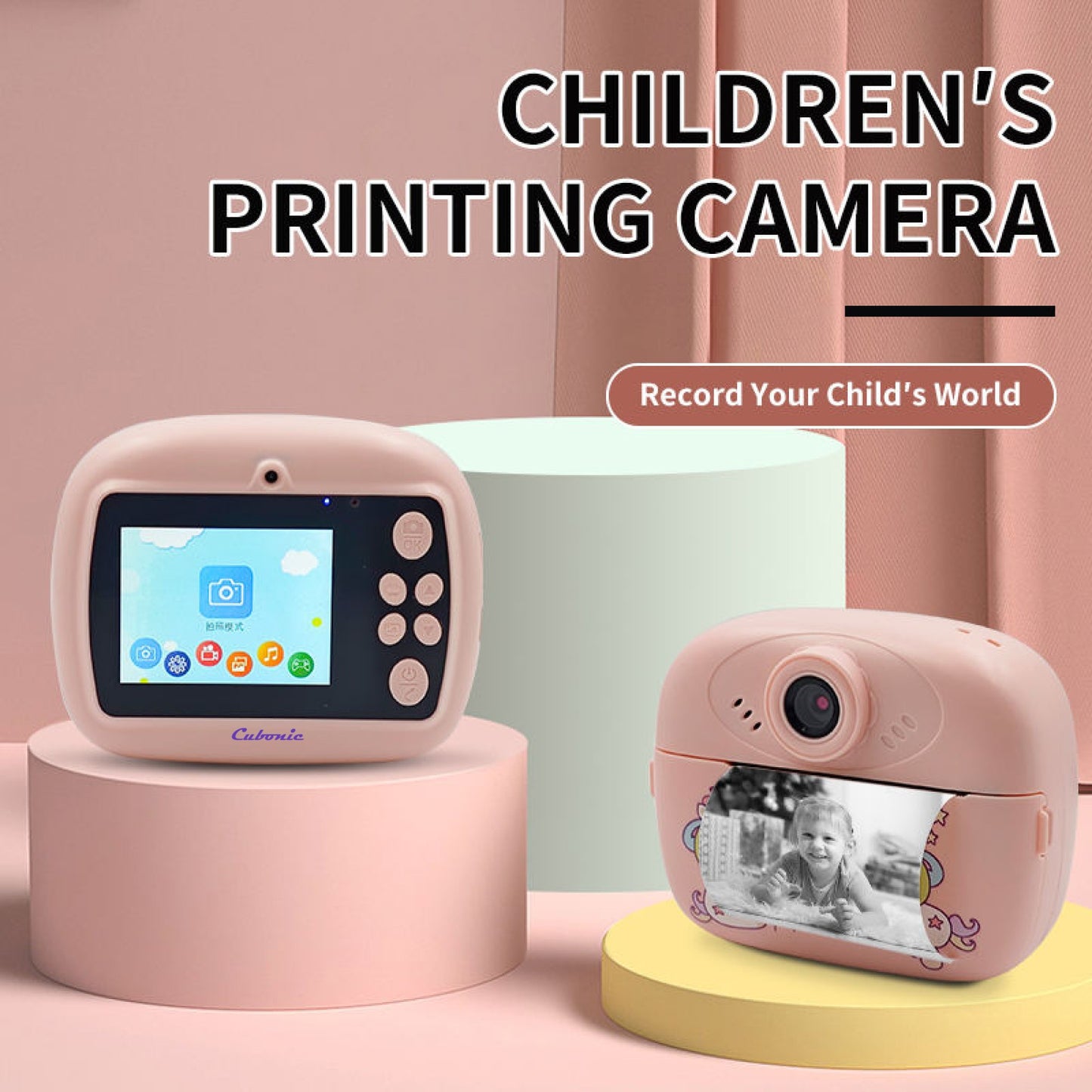 Cubonic Instant PiccoPrint 48MP Digital Camera for Kids with 3 Rolls Print Paper, Portable Toy for Girls & Boys, Perfect Birthday Gift for Toddlers Kids & Children