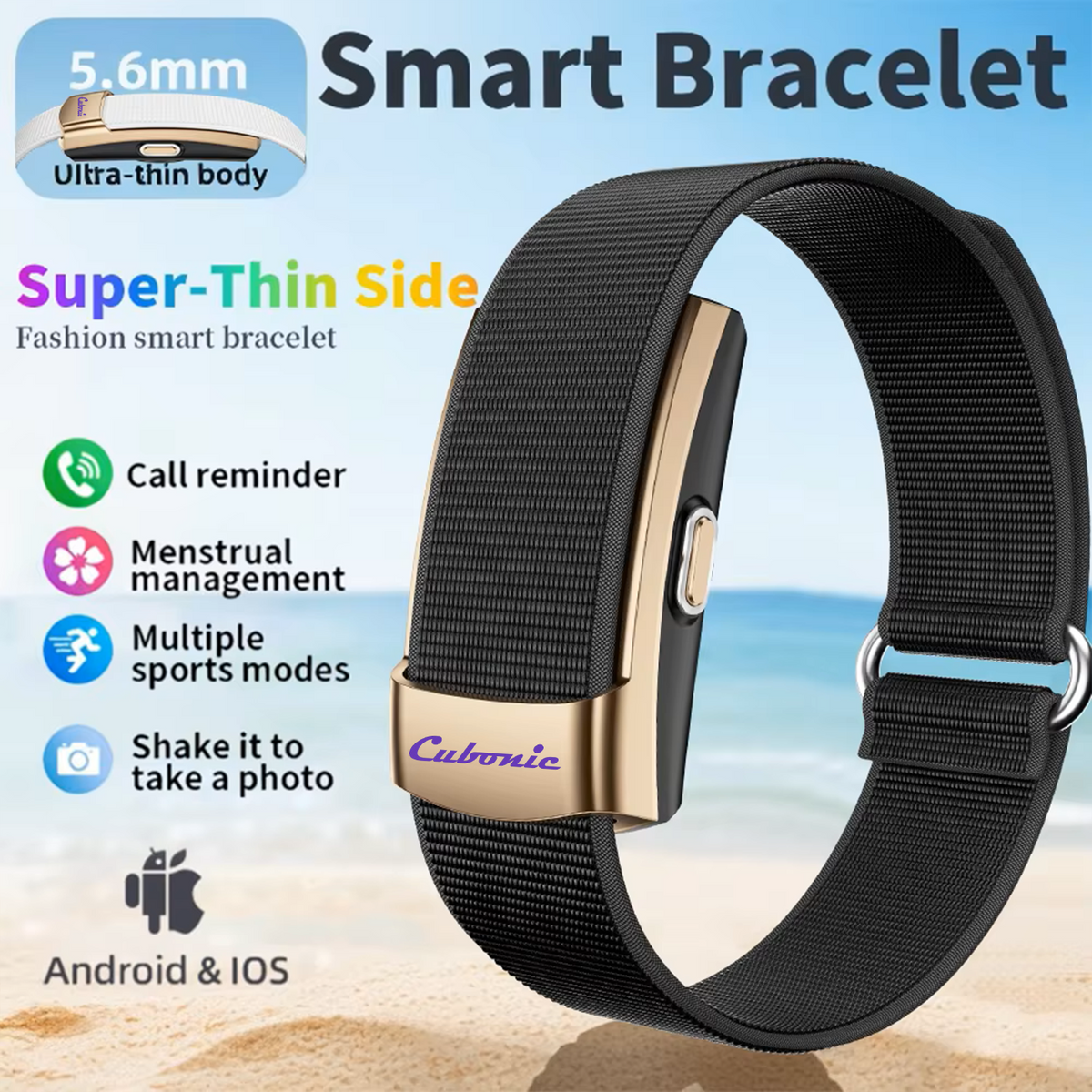 Cubonic Vytal Glory- Screenless Smart Fitness Band | 176+ Sports Modes, 1ATM Waterproof, 5-10 Day Battery Backup, Sleep & Monitoring Activity,App Controlled Android & iOS