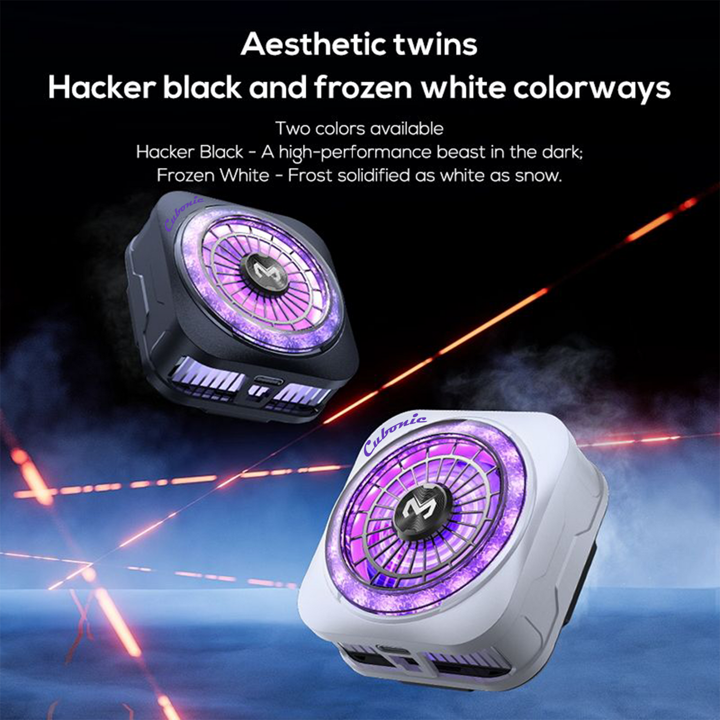Cubonic CX21 Lumnyx 18W Mobile Cooler for Gaming|Diamond RGB Lighting |Magnetic & Clip-On Design | Ultra Quiet Fan