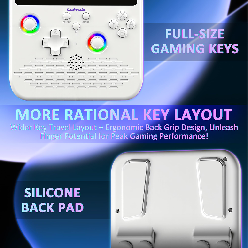 Cubonic SolidPlay H5 Handheld Gaming Console – 5" HD Display, 64GB Storage, 4000mAh Battery, Dual RGB Joysticks, 20,000+ Built-In Retro Games