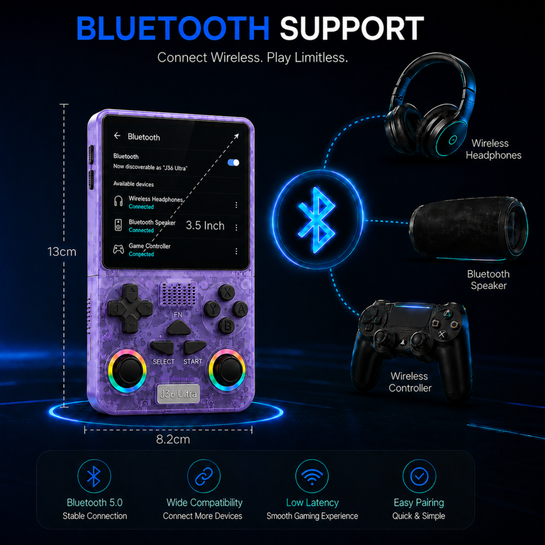 Cubonic Xplore J36 Ultra Handheld Gaming Console YouTube Support 3.5"Display,Dual RGB Joystick 3000mAh Battery, WiFi & Bluetooth,Online Multiplayer