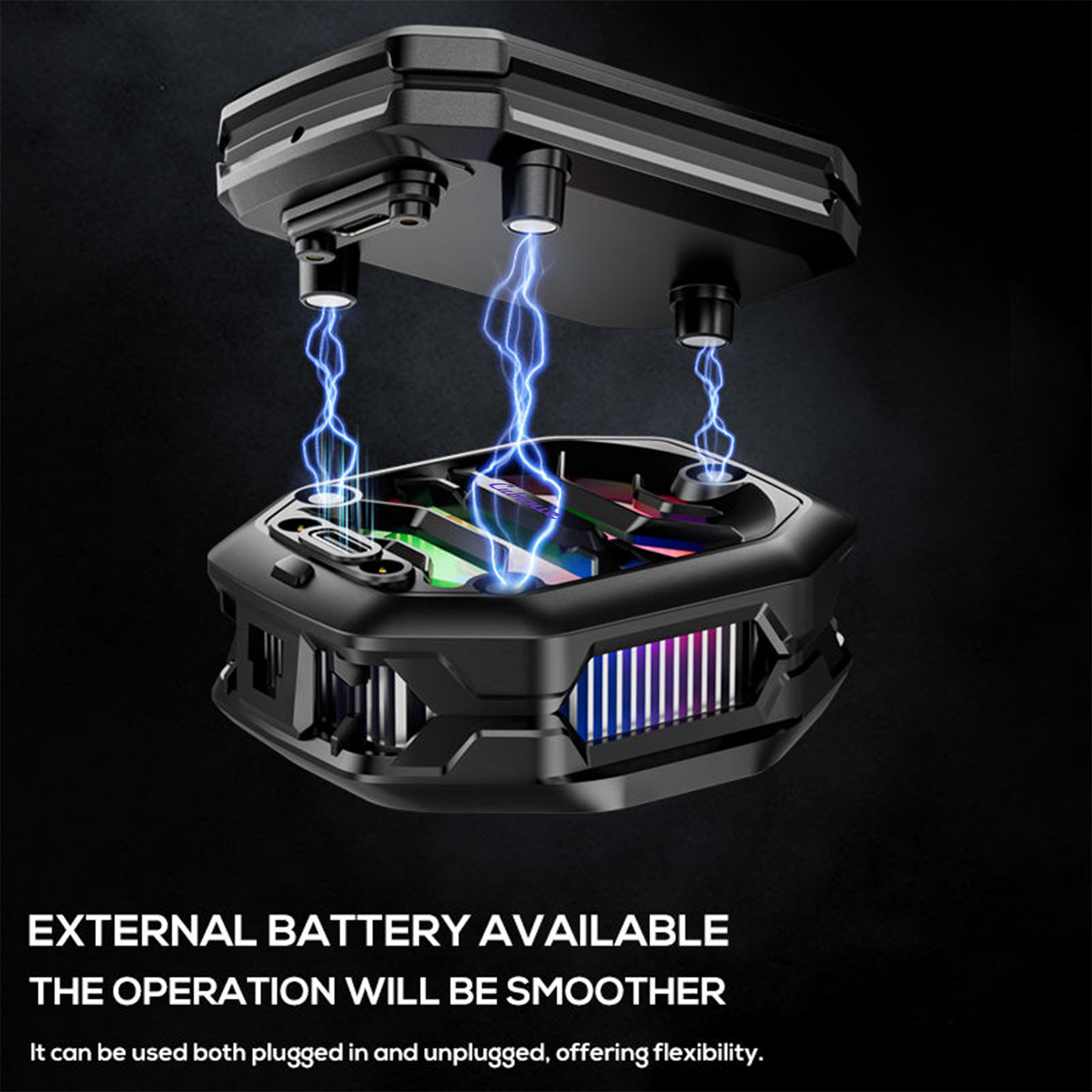 Cubonic CX14 Cyclone Elite 10W| Mobile Phone Cooler|2000 mah Detachable Battery RGB Led|USB Type|Low Noise |Comptaible with MagSafe