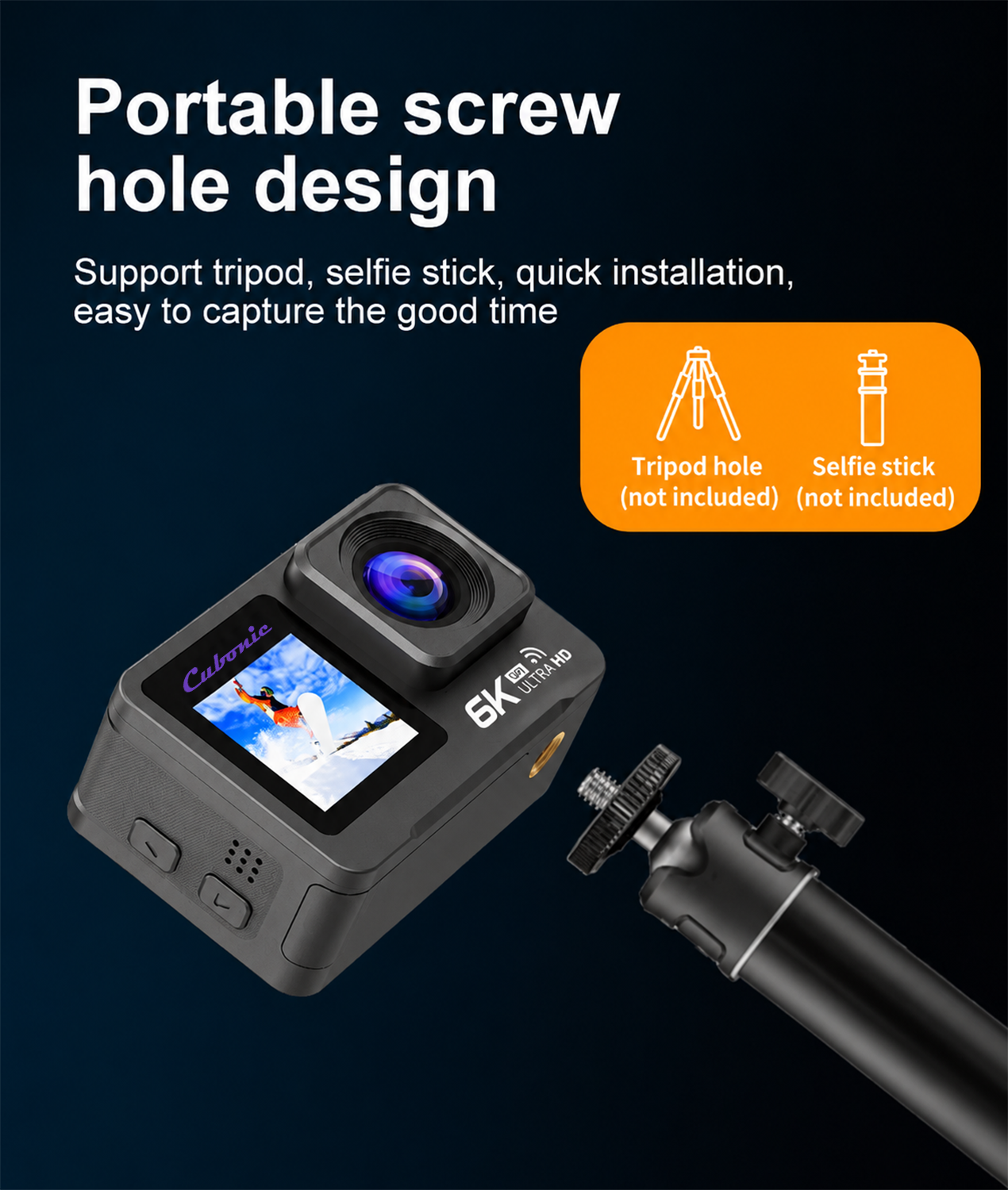 Cubonic 6K Ultra HD 50MP Touch Screen Dual Display Enabled EIS Stabilization