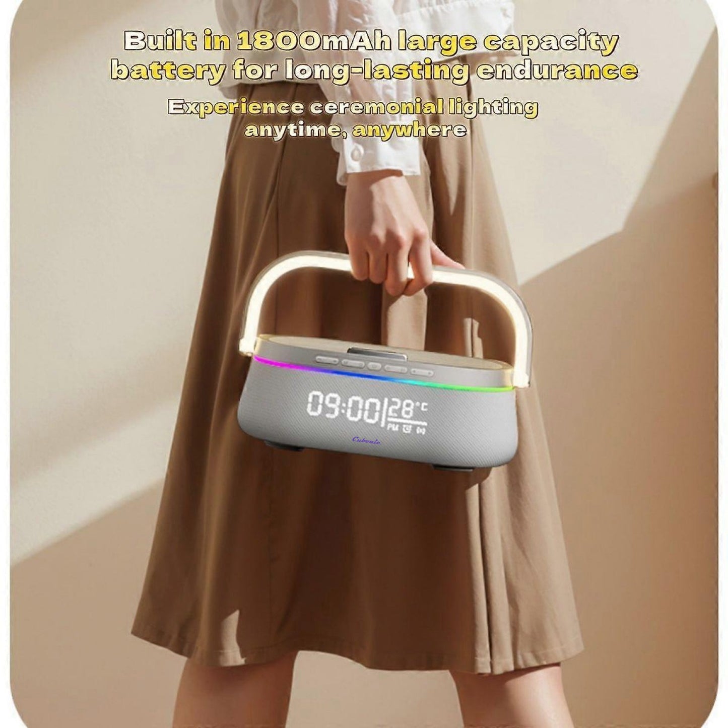 Cubonic HT548 AuraLis 2-in-1 Qi Certified Wireless Charger with 15W Fast Charging Portable Bluetooth Speaker