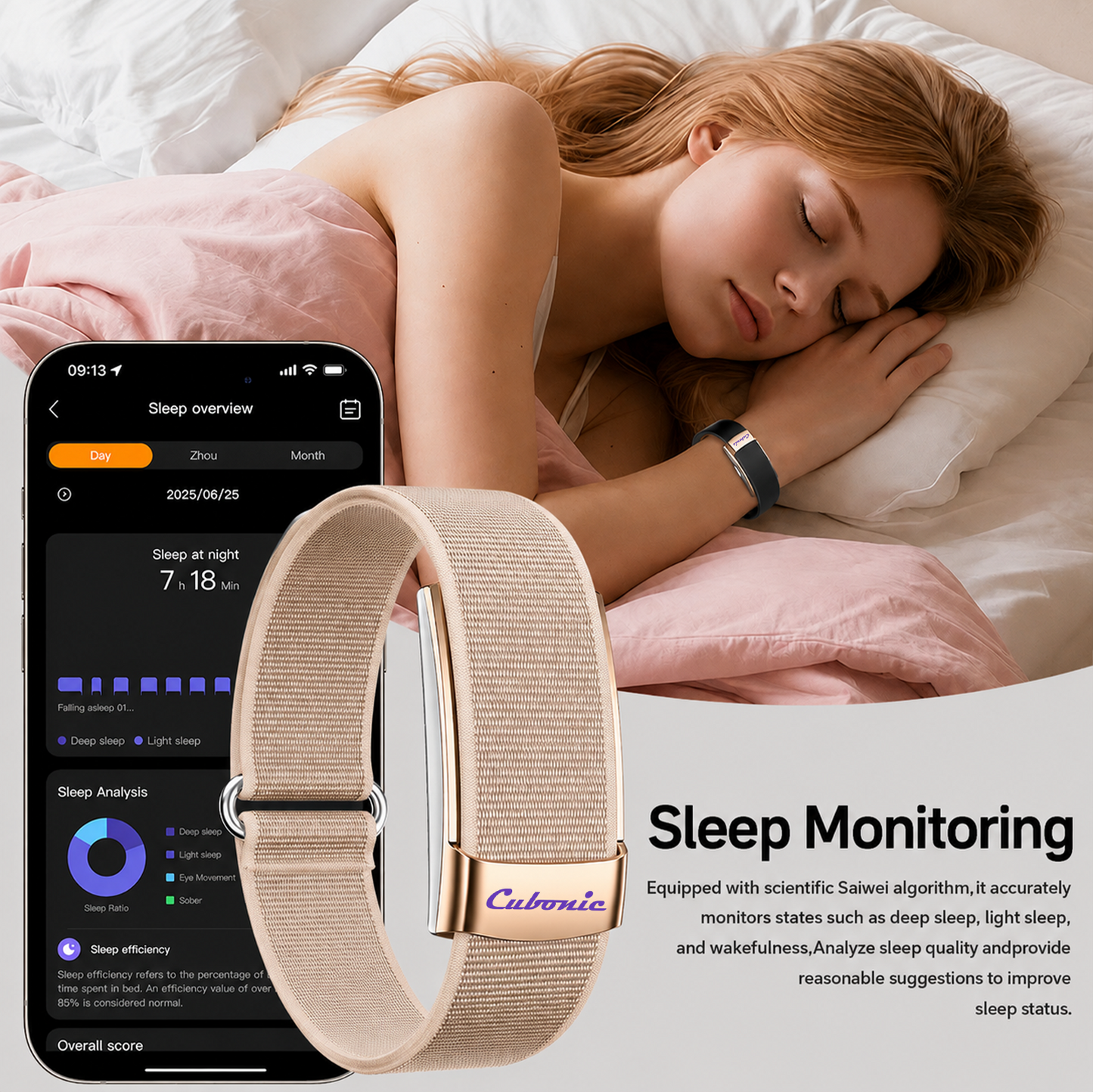 Cubonic Vytal Glory- Screenless Smart Fitness Band | 178+ Sports Modes, IP68 Waterproof, 25-Day Battery Backup, Sleep & Monitoring Activity,App Controlled Android & iOS