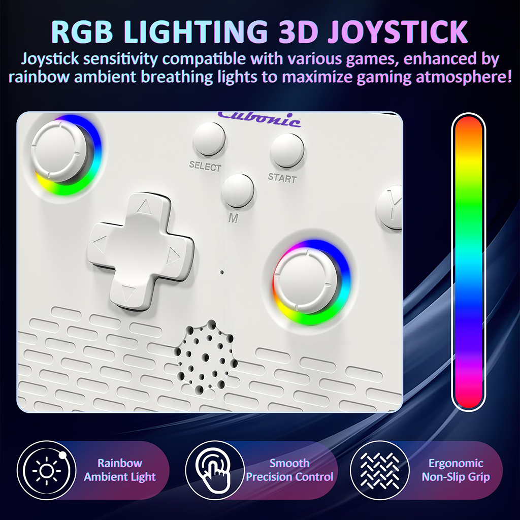 Cubonic SolidPlay H5 Handheld Gaming Console – 5" HD Display, 64GB Storage, 4000mAh Battery, Dual RGB Joysticks, 20,000+ Built-In Retro Games