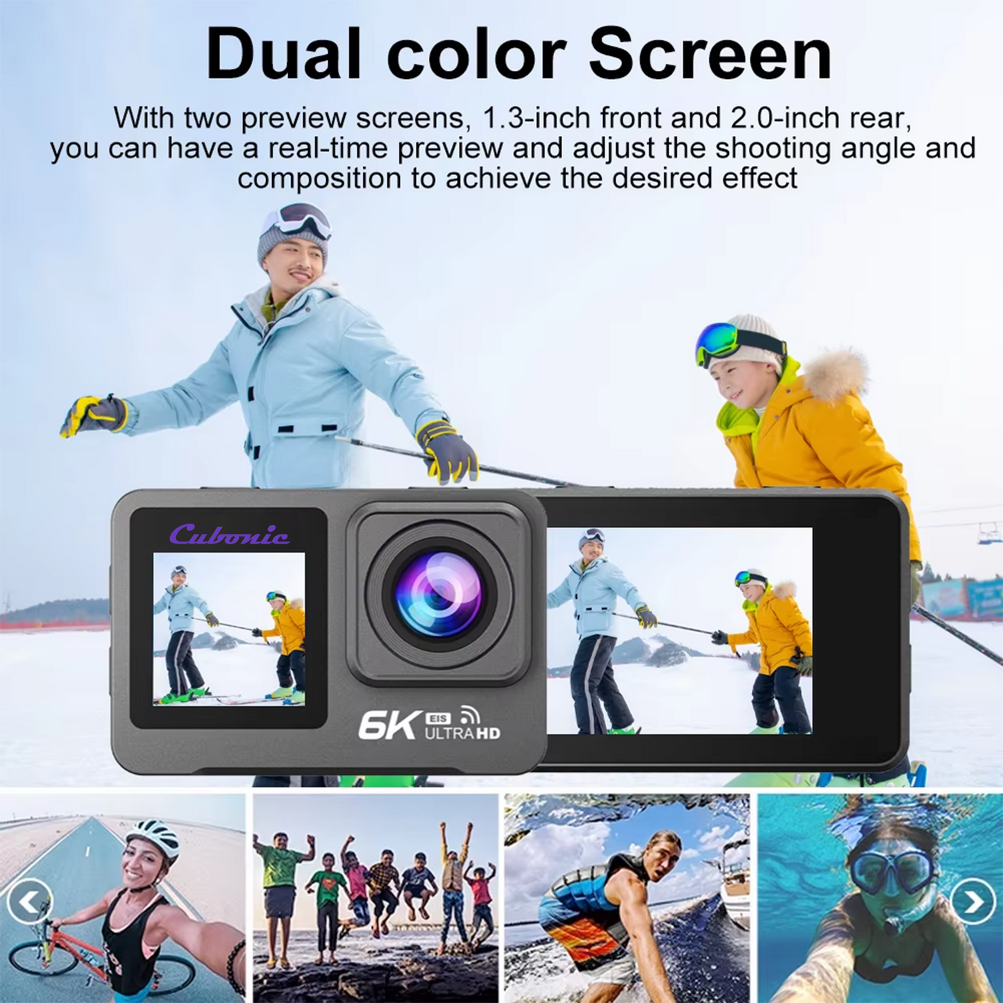 Cubonic 6K Ultra HD 50MP Touch Screen Dual Display Enabled EIS Stabilization