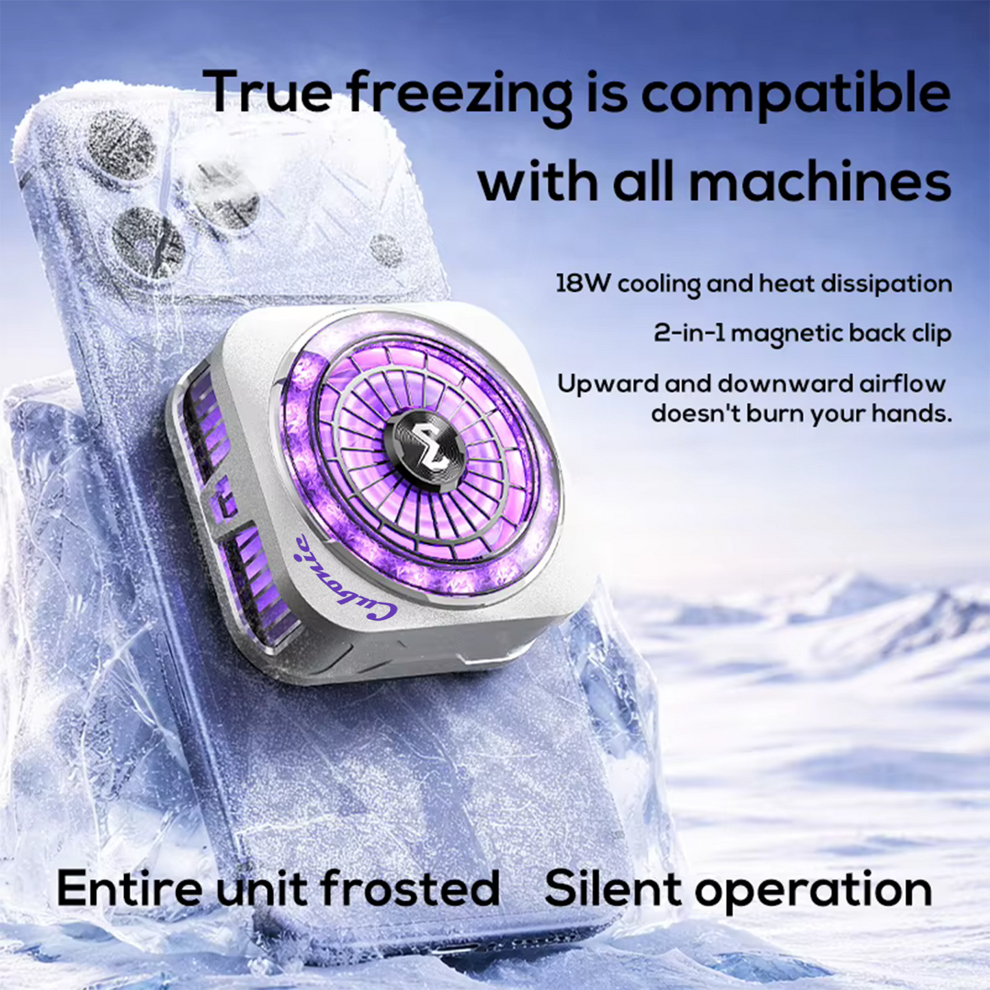Cubonic CX21 Lumnyx 18W Mobile Cooler for Gaming|Diamond RGB Lighting |Magnetic & Clip-On Design | Ultra Quiet Fan