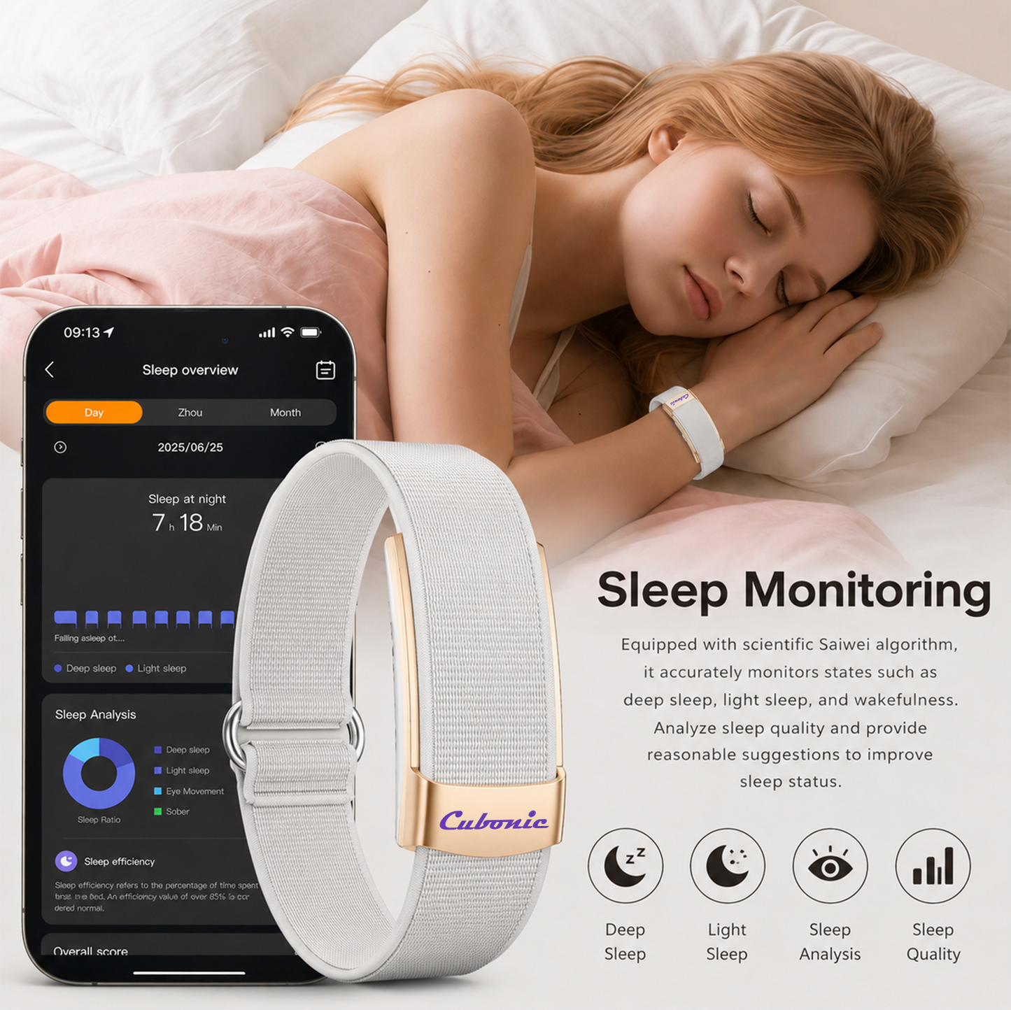 Cubonic Vytal Glory- Screenless Smart Fitness Band | 178+ Sports Modes, IP68 Waterproof, 25-Day Battery Backup, Sleep & Monitoring Activity,App Controlled Android & iOS