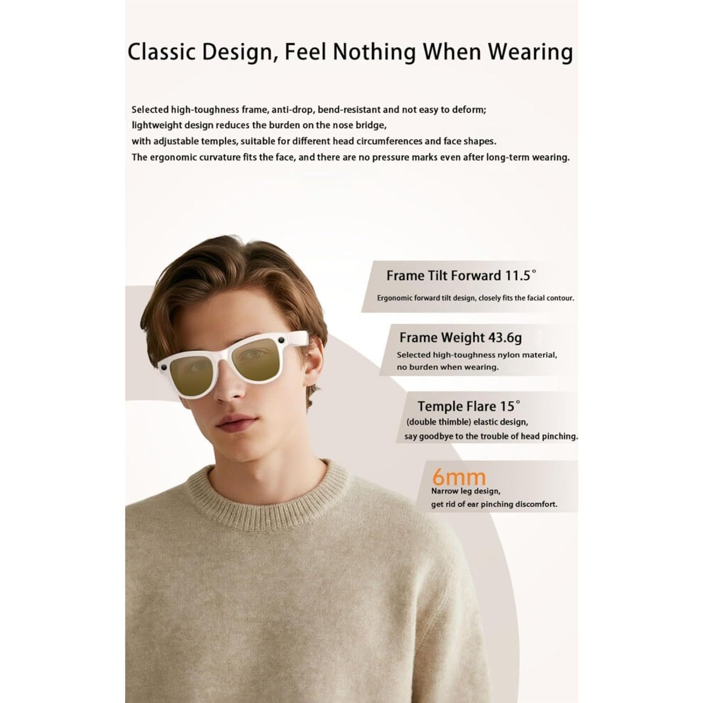Cubonic AIvion Smart Audio Glasses with 800W Camera, Wi-Fi4, Bluetooth 5.3, 32GB Storage, Real-Time Translation, UV400 Protection, IPX4 Water Resistant, 3600mAh Charging Case