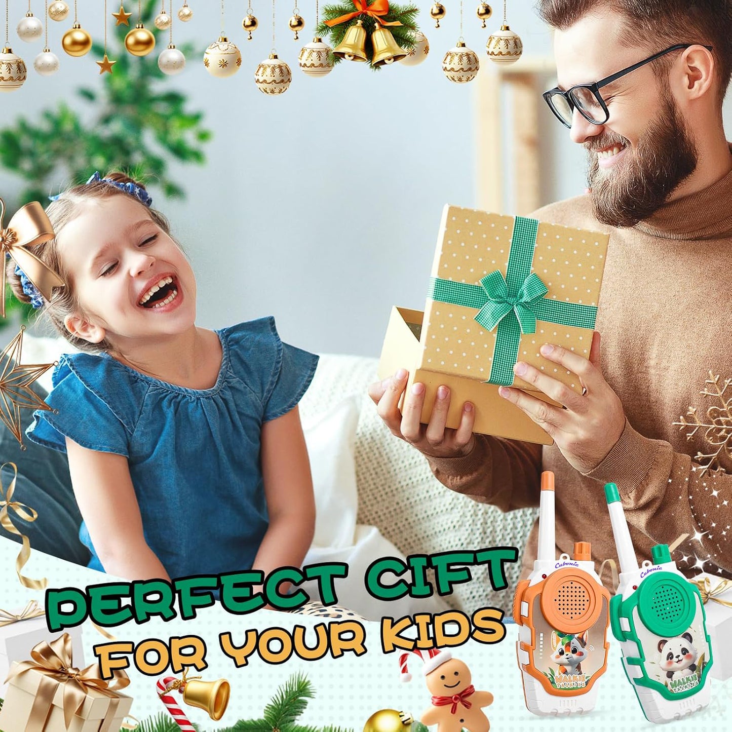 Cubonic Walkie Talkies Electronic for Kids: 2 Pack 2000FT Long Range Coverage - Outdoor Toys for Kids Age 3-12 Camping Hiking Backyard Trips - Birthday Gift for Boys Girls