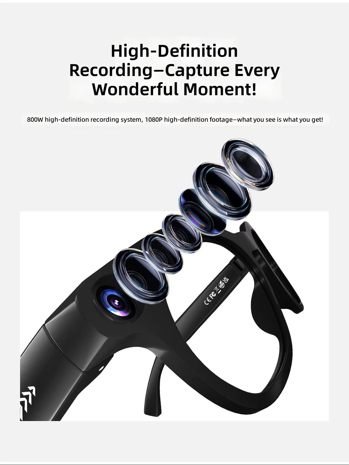 Cubonic AIview Smart AI Camera Glasses with 1080P Camera, Audio & Video Call Translation,2000mah Magnetic Charging Case,