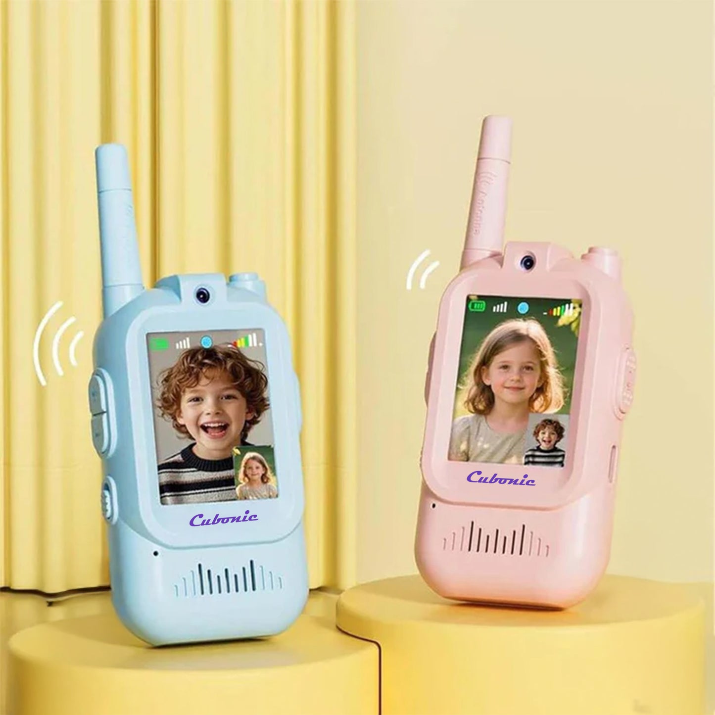 Cubonic Video Walkie Talkies for Kids | HD Camera, Voice Changer & Screen Display 2Pc Combo for Kids