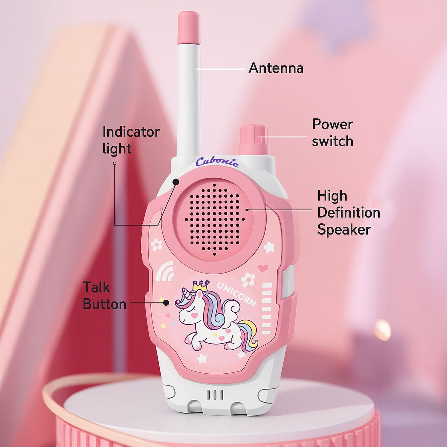 Cubonic Walkie Talkies Electronic for Kids: 2 Pack 2000FT Long Range Coverage - Outdoor Toys for Kids Age 3-12 Camping Hiking Backyard Trips - Birthday Gift for Boys Girls