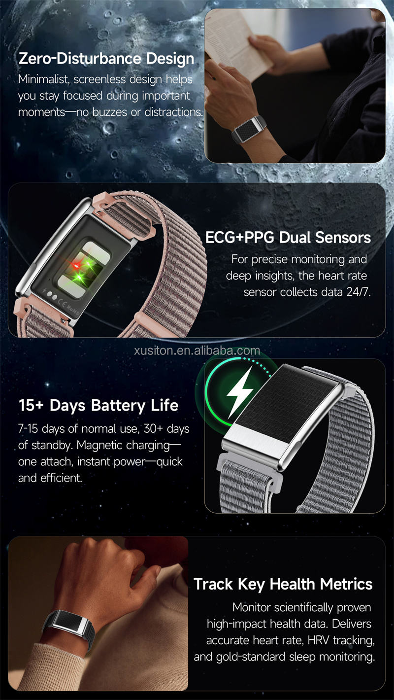 Cubonic Vytal Core-Track What Matters Latest Screenless Fitness Tracker Band, ECG Activity & Sleep Tracking Wearable with App Sync, Waterproof Fitness Band Upto 14-Day Battery Life No Subscription