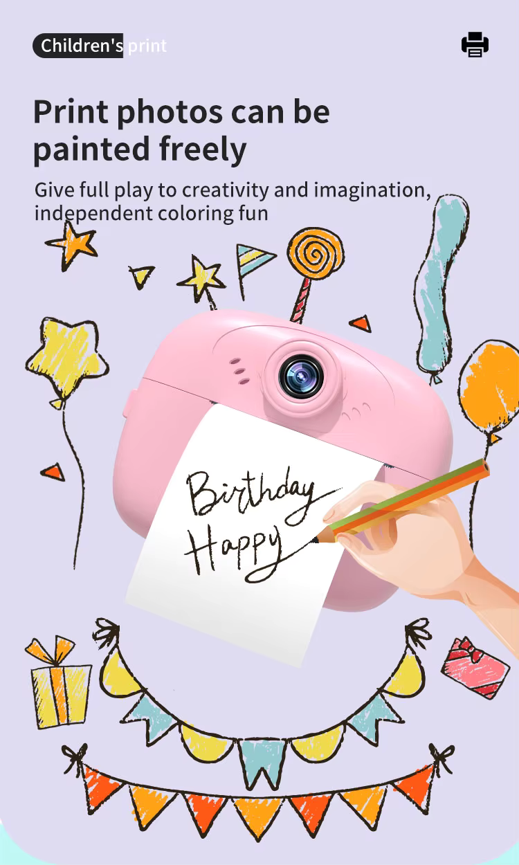 Cubonic Instant PiccoPrint 48MP Digital Camera for Kids with 3 Rolls Print Paper, Portable Toy for Girls & Boys, Perfect Birthday Gift for Toddlers Kids & Children