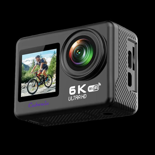 Cubonic 6K Dual Display Sports Waterproof 30m Camera| 50MP Ultra HD Photo |Touchscreen|170° Wide Angle Lens | EIS Stabilization | WiFi Connectivity | Remote | Upto 128GB SD Card Support Vlogging