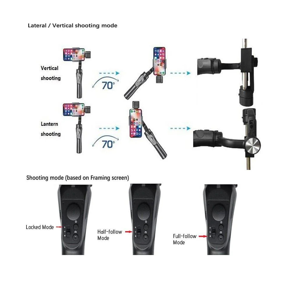 Cubonic SteadyFlow H4 3-Axis Smartphone Gimbal Stabilizer with Face Tracking, Bluetooth Connectivity, Auto Follow, Vertical & Horizontal Shooting for Vlogging and Travel