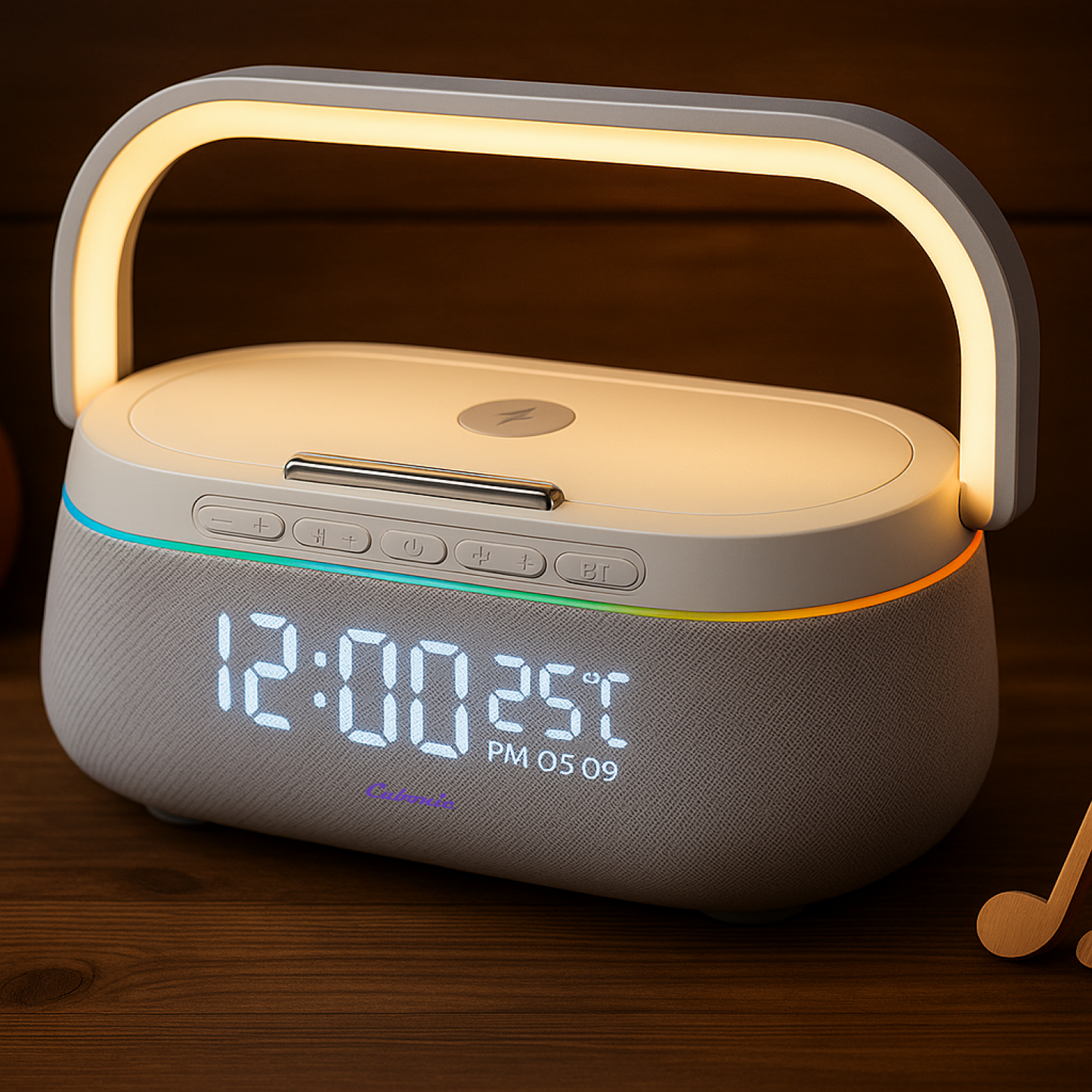 Cubonic HT548 AuraLis 2-in-1 Qi Certified Wireless Charger with 15W Fast Charging Portable Bluetooth Speaker