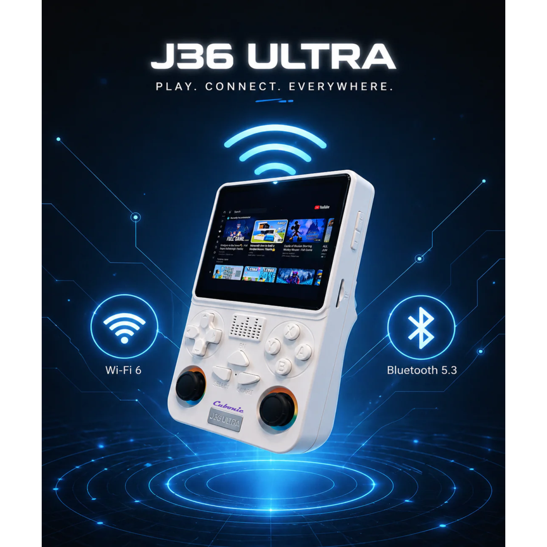 Cubonic Xplore J36 Ultra Handheld Gaming Console YouTube Support 3.5"Display,Dual RGB Joystick 3000mAh Battery, WiFi & Bluetooth,Online Multiplayer