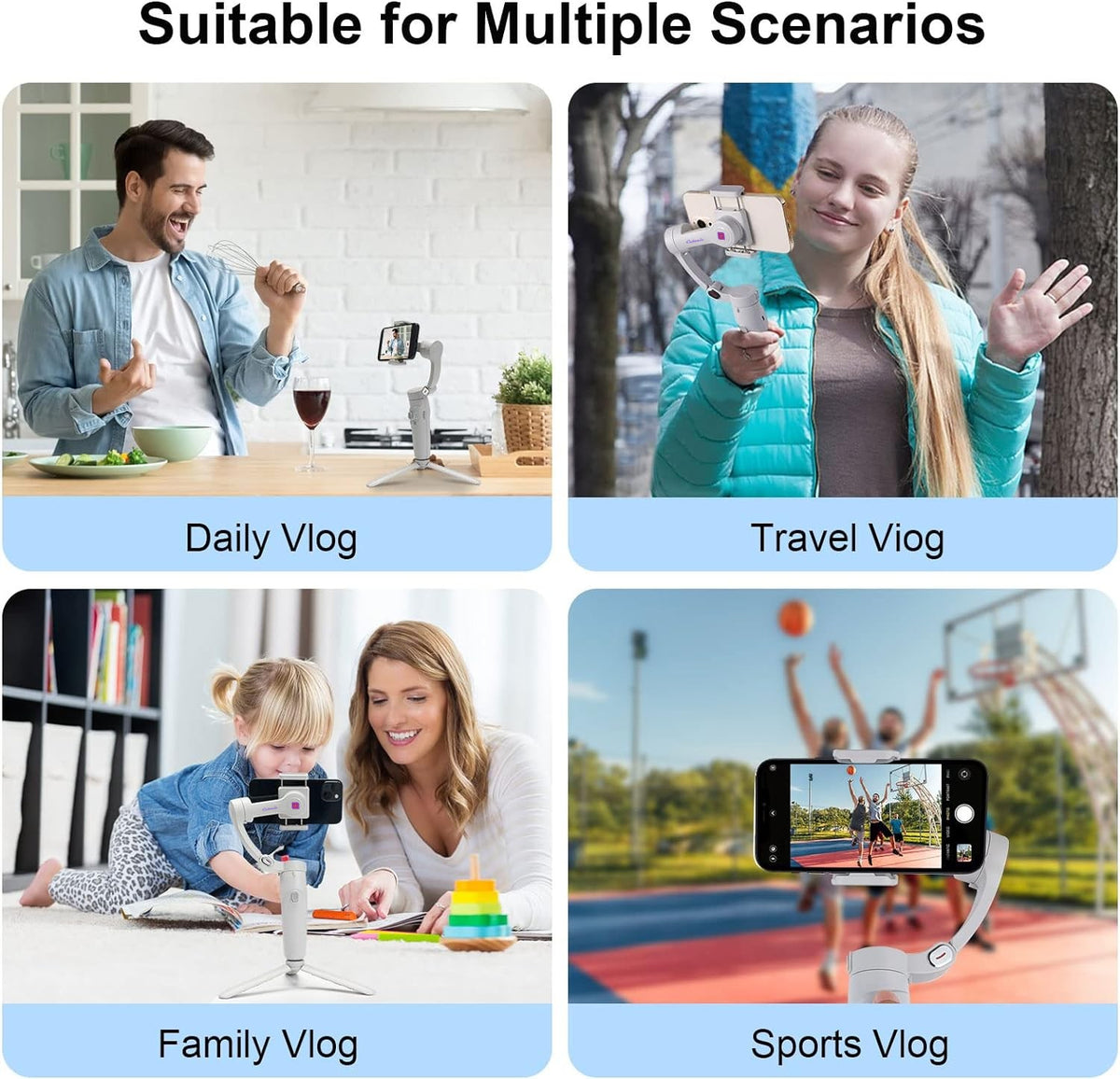 Cubonic M1 3-Axis Merak One Smartphone Gimbal Stabilizer, Foldable Handheld Phone Stabilizer for Vlogging, Travel, YouTube & Video Recording