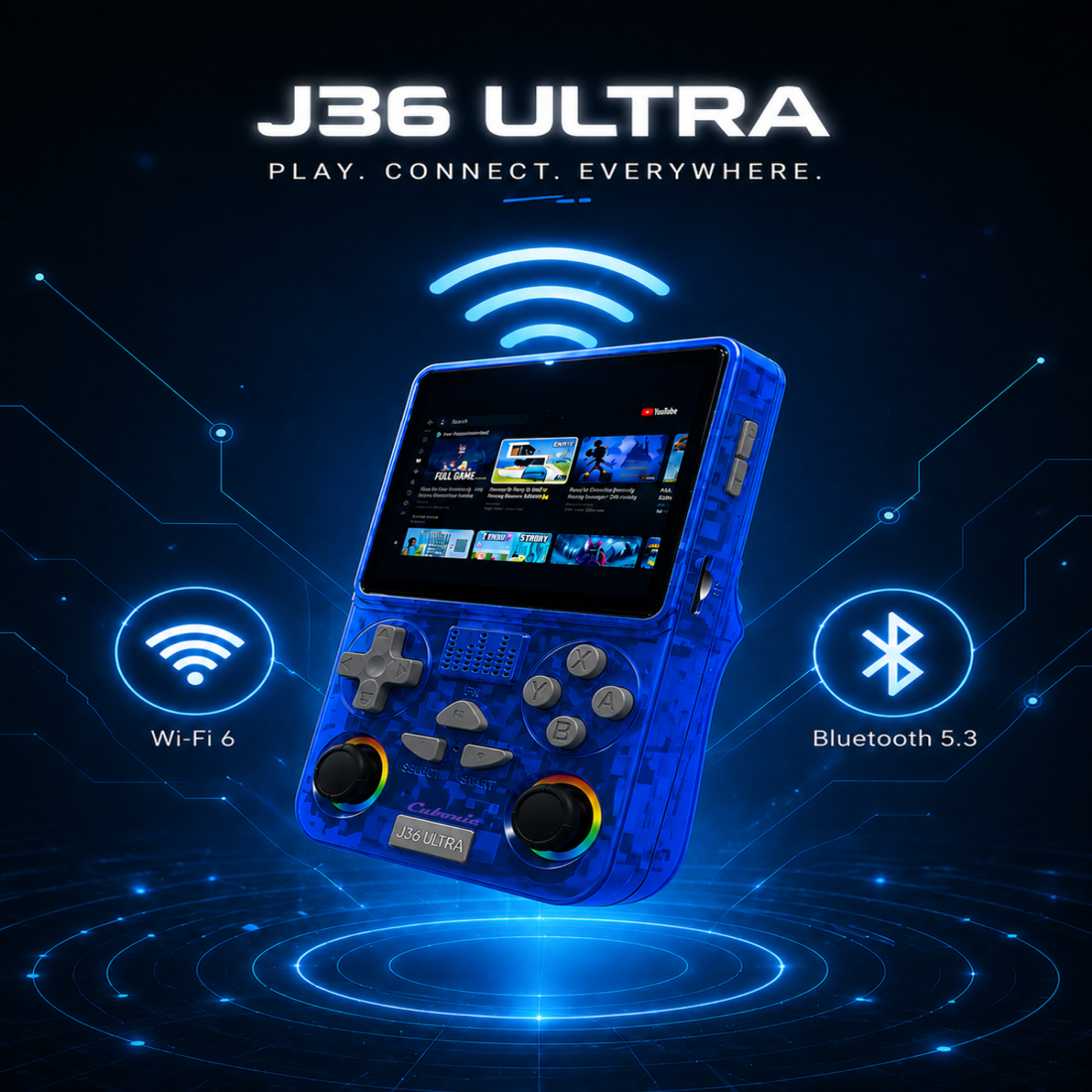 Cubonic Xplore J36 Ultra Handheld Gaming Console YouTube Support 3.5"Display,Dual RGB Joystick 3000mAh Battery, WiFi & Bluetooth,Online Multiplayer