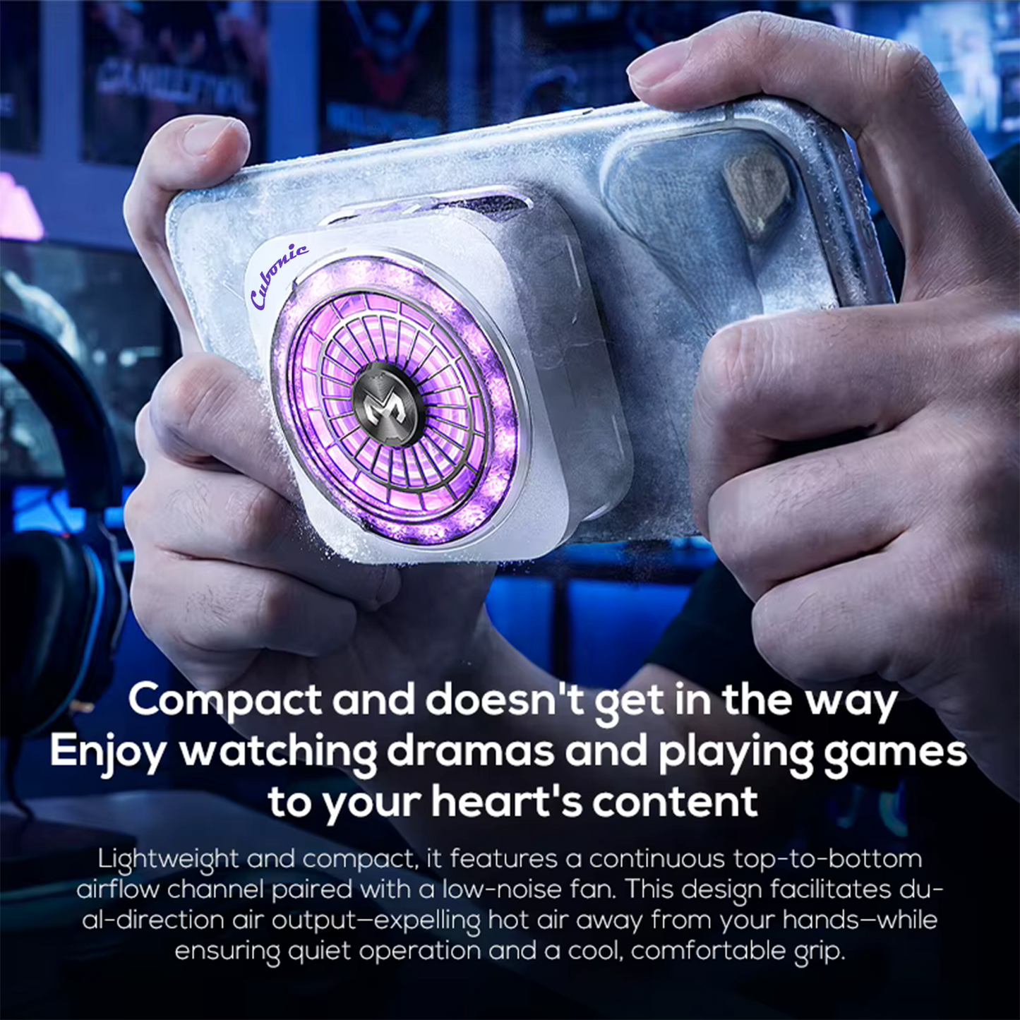 Cubonic CX21 Lumnyx 18W Mobile Cooler for Gaming|Diamond RGB Lighting |Magnetic & Clip-On Design | Ultra Quiet Fan