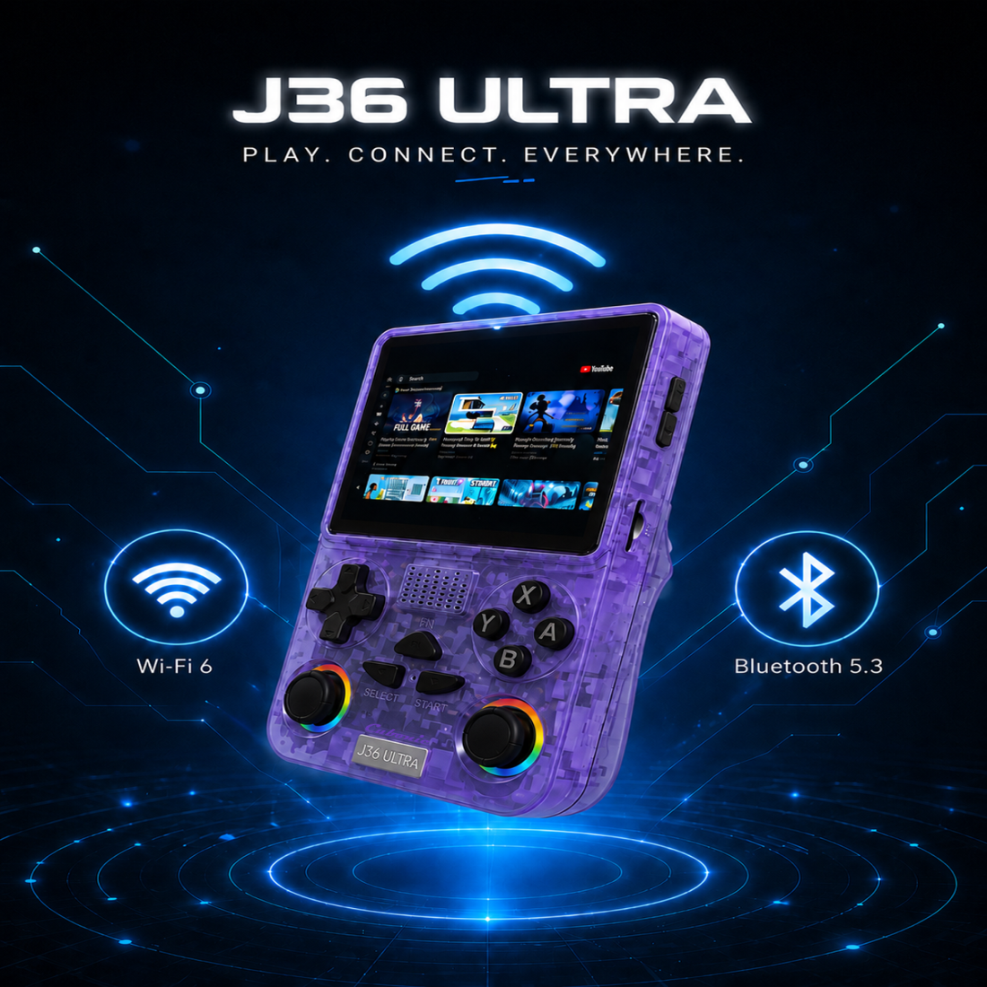 Cubonic Xplore J36 Ultra Handheld Gaming Console YouTube Support 3.5"Display,Dual RGB Joystick 3000mAh Battery, WiFi & Bluetooth,Online Multiplayer