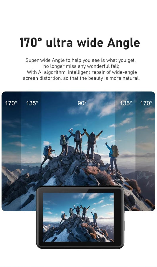 Cubonic 6K Dual Display Sports Waterproof 30m Camera| 50MP Ultra HD Photo |Touchscreen|170° Wide Angle Lens | EIS Stabilization | WiFi Connectivity | Remote | Upto 128GB SD Card Support Vlogging