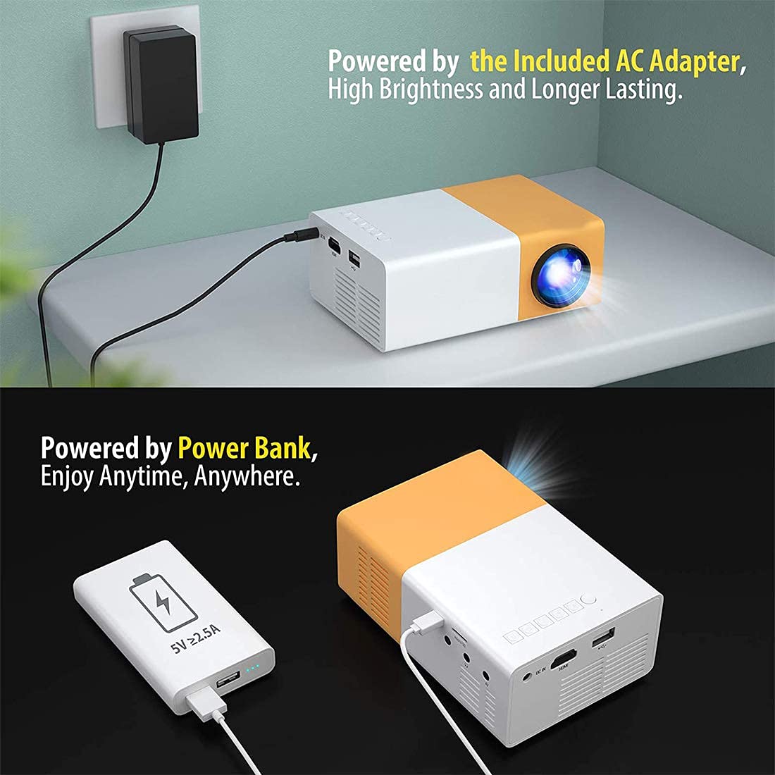 Cubonic UC500 3500lm Yellow Mini Home Theater LED Portable Projector