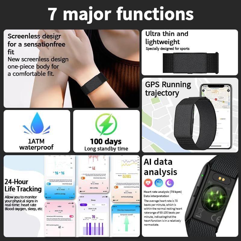 Cubonic Vytal-Track What Matters Latest Screenless Fitness Tracker Band, Activity & Sleep Tracking Wearable with App Sync, Waterproof Fitness Band Upto 47-Day Battery Life No Subscription