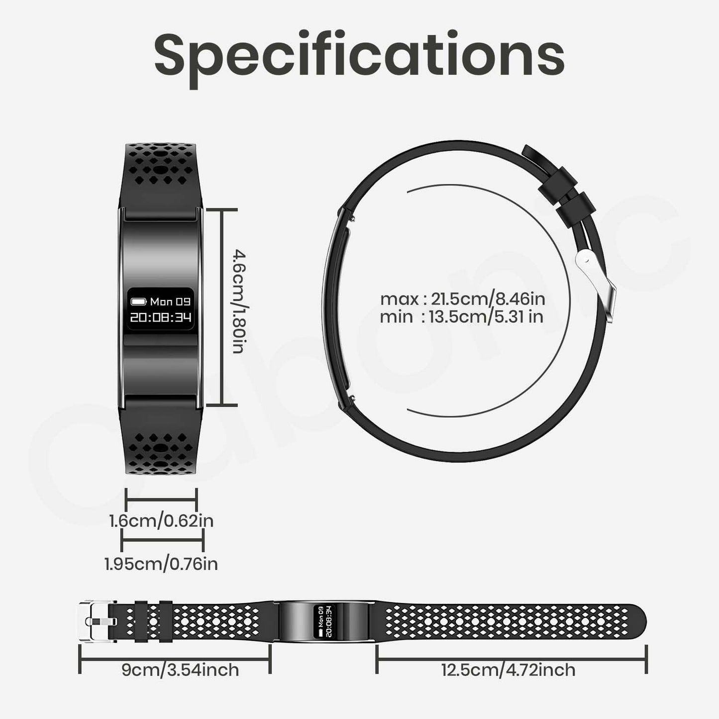Cubonic B8ron Smart Bracelet Watch for Men & Women, Ultra Thin 2.8mm Minimalist Fitness Tracker with Heart Rate & SpO2 Monitor, Sleep Tracking, Activity Tracker, Adjustable Strap, Lightweight Design