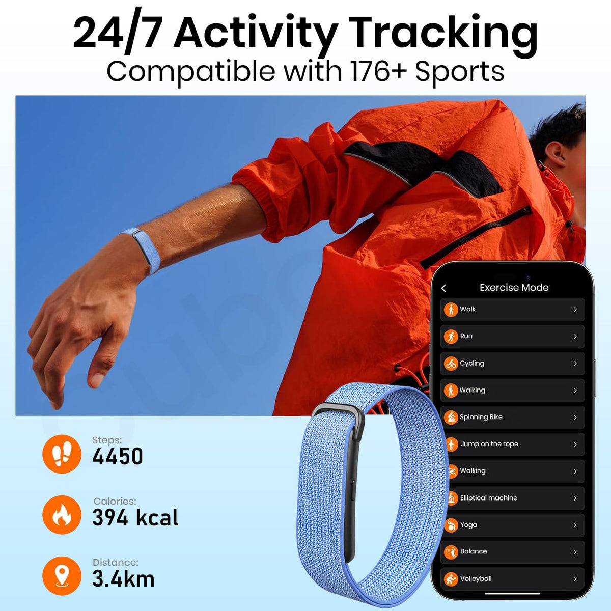 Cubonic Vytal Drift Smart Fitness Band-Screenless Smart Fitness Band | 176+ Sports Modes, 1ATM Waterproof, 10-15 Day Battery Backup,Couple Sharing Features, Sleep & Monitoring Activity,App Controlled Android & iOS