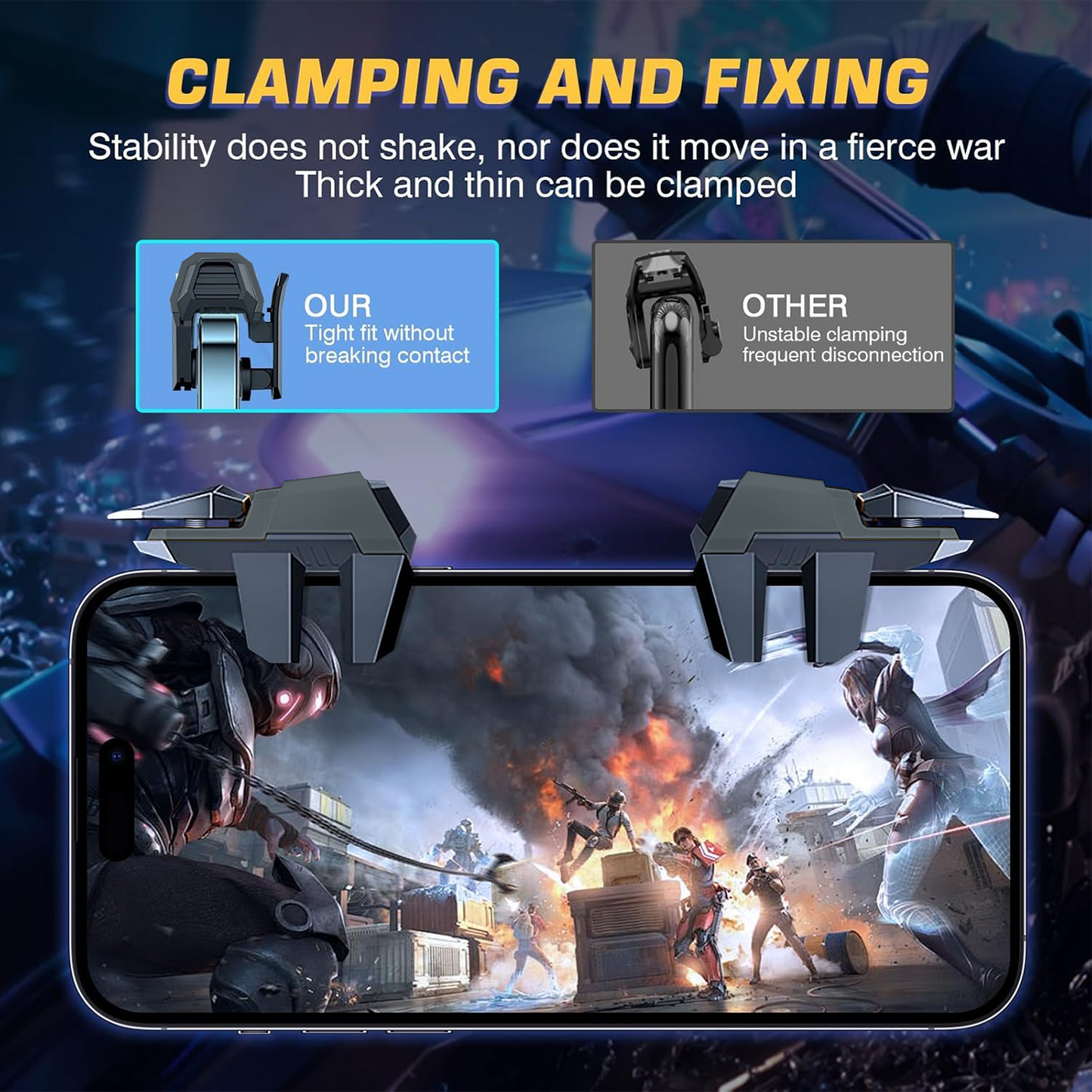 Cubonic DY11 6-Finger Mobile Gaming Trigger | Linkage Aim & Shoot Controller | Sensitive Response | Universal Smartphone Accessory for BGMI/Free Fire/PUBG