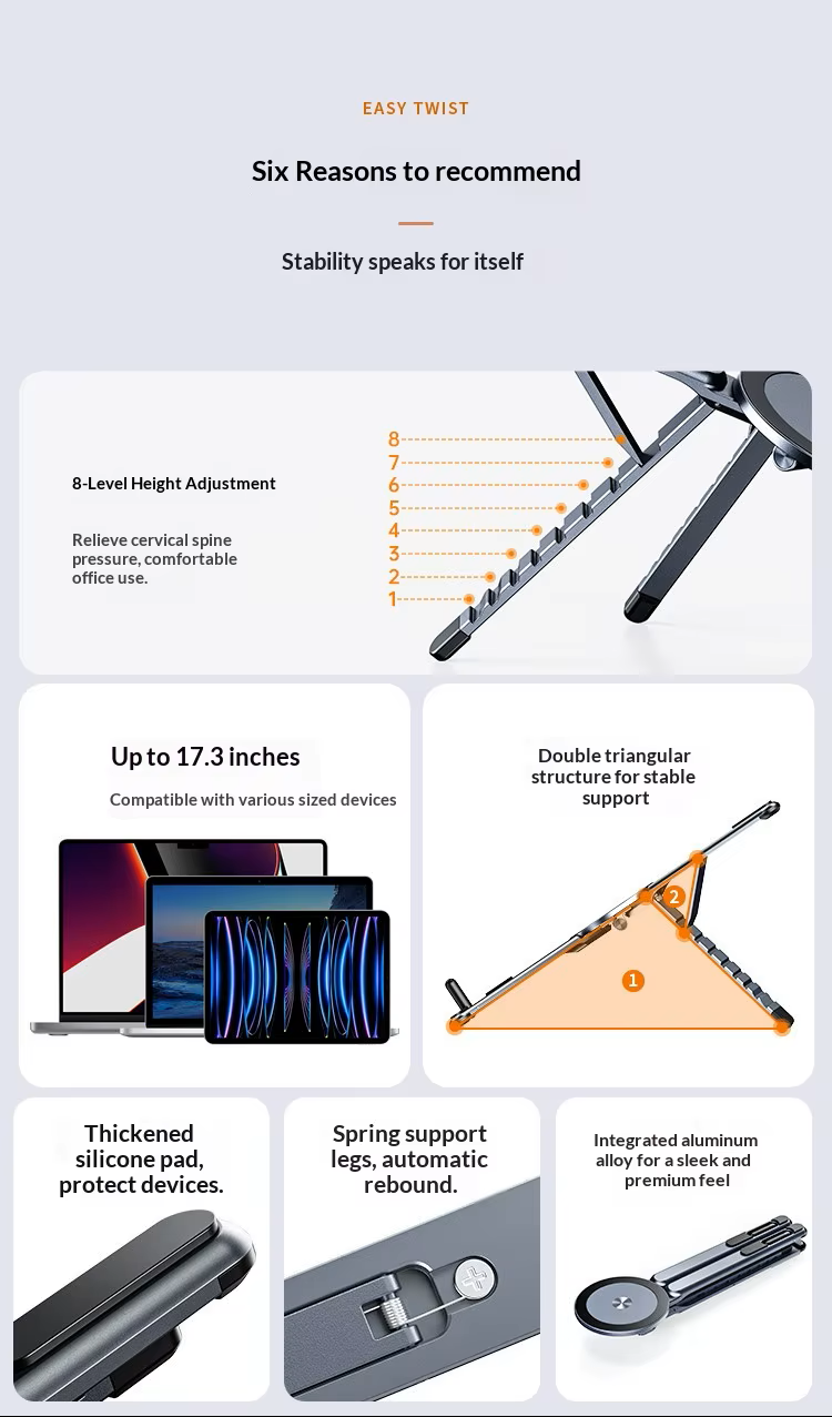 Cubonic Orbit Flex Adjustable Foldable Stand for Mobile Phones & Tablets, Portable Desk Stand