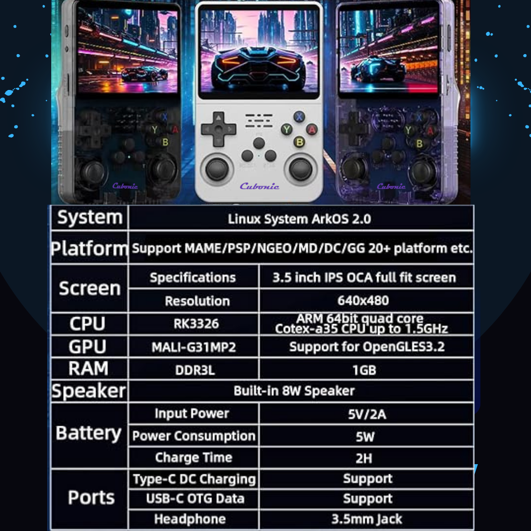 Cubonic Xplore R36S Handheld Gaming Console with|Dual Analog Stick Control,3.5" HD Display & Expandable Storage Through TF/SD card