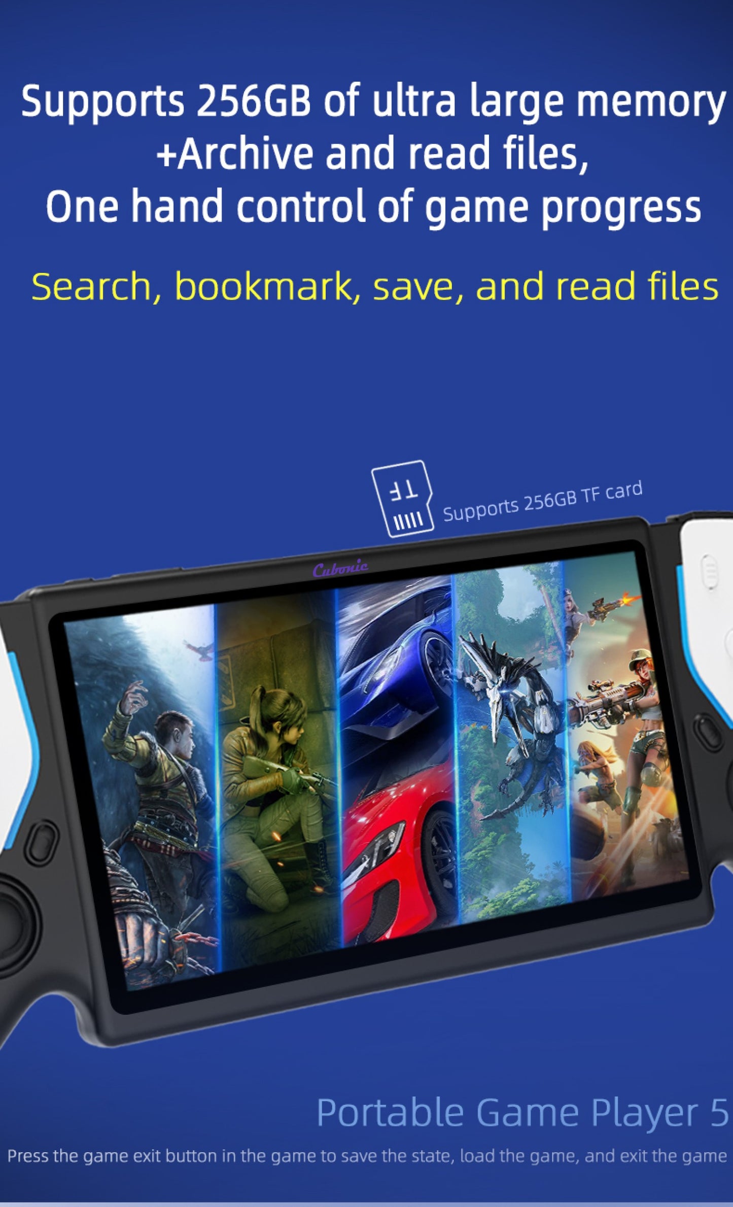 Cubonic Portable Game Multi-Player 5 with 7Inch HD SCreen 2nd Gen Host+Wireless Linux System Dual Controller 30+ Emulators Open Source Gaming Console