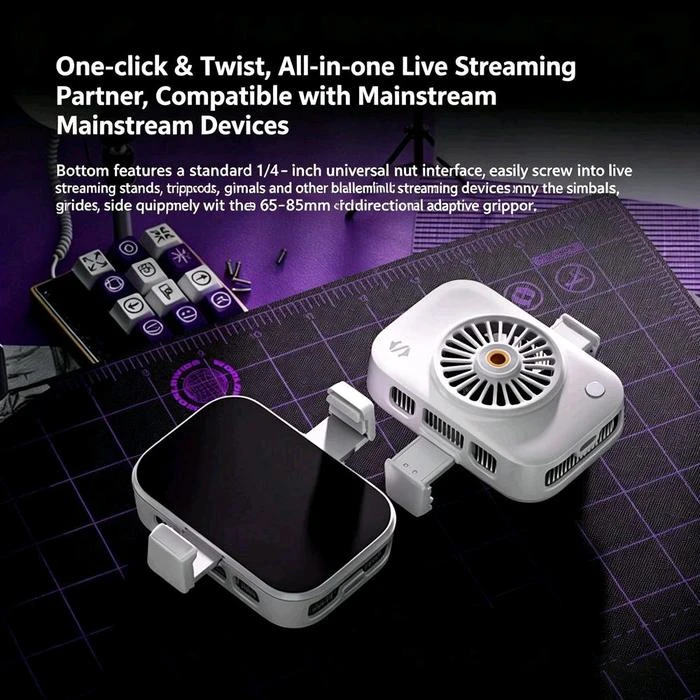 Cubonic Black Shark BR63 25W Live Streaming Phone Cooler with AI Temperature Control, 4700mm² Semiconductor Cooling, RGB Lighting & Universal Tripod Mount