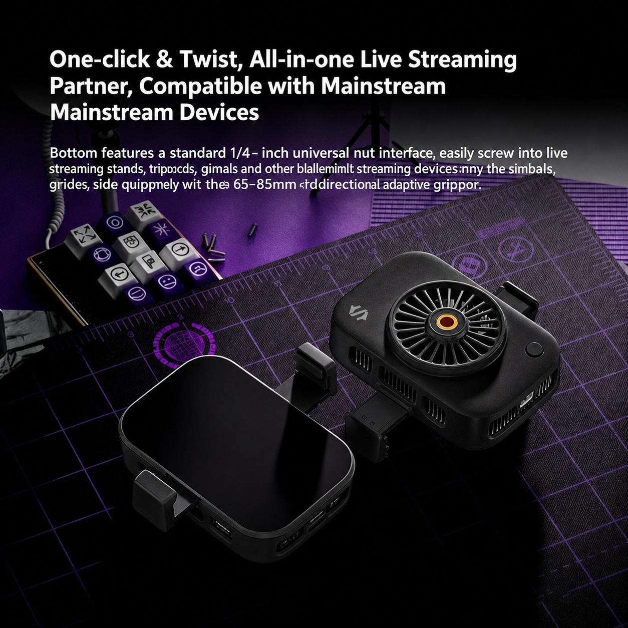 Cubonic Black Shark BR63 25W Live Streaming Phone Cooler with AI Temperature Control, 4700mm² Semiconductor Cooling, RGB Lighting & Universal Tripod Mount